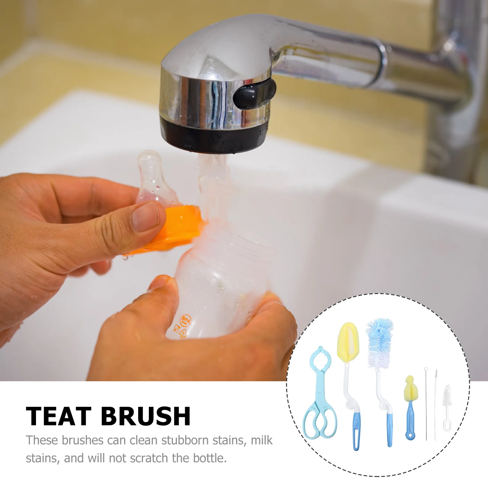 7 Pcs Sponge Brush Multifunction Cleaning Baby Reusable Cleaner Pp Water Bottle Milk