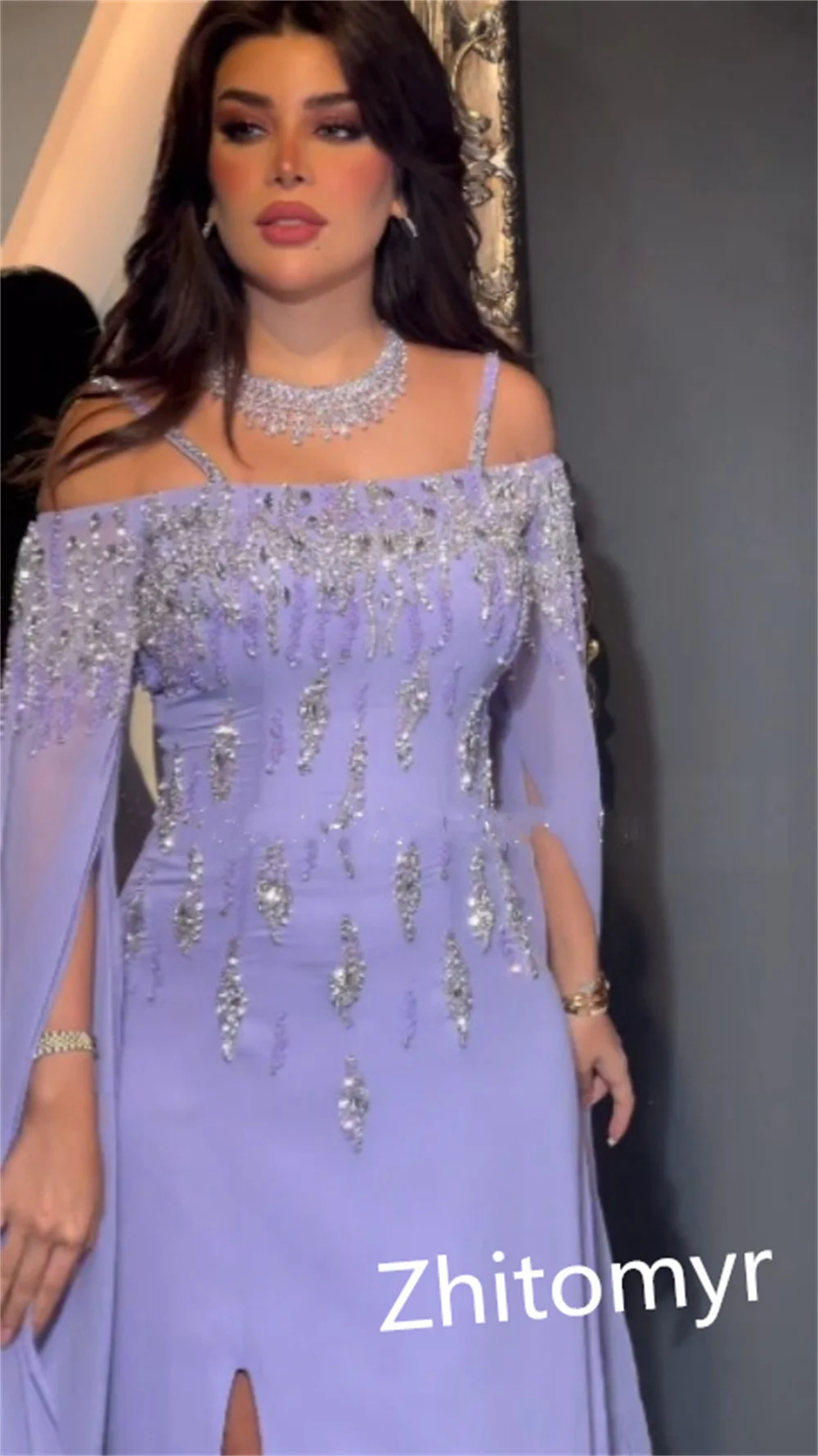 Personalizado chiffon beading drapeado plissado noite a linha fora do ombro vestido de ocasião sob medida vestidos longos