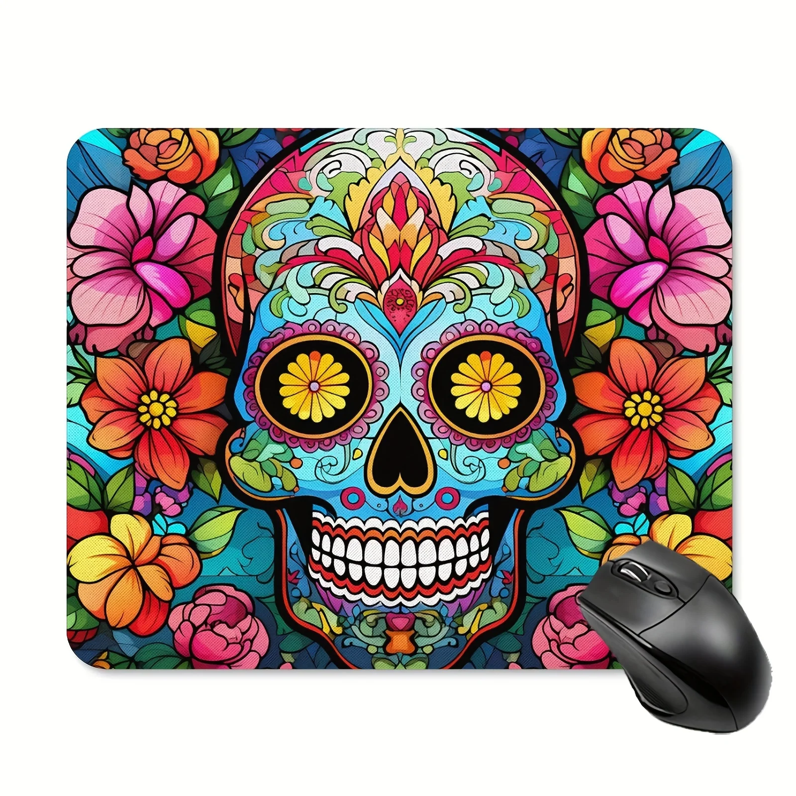 A piece of sugar skull small square mouse pad non-slip rubber base portable office desk pads computer notebook PC accessories