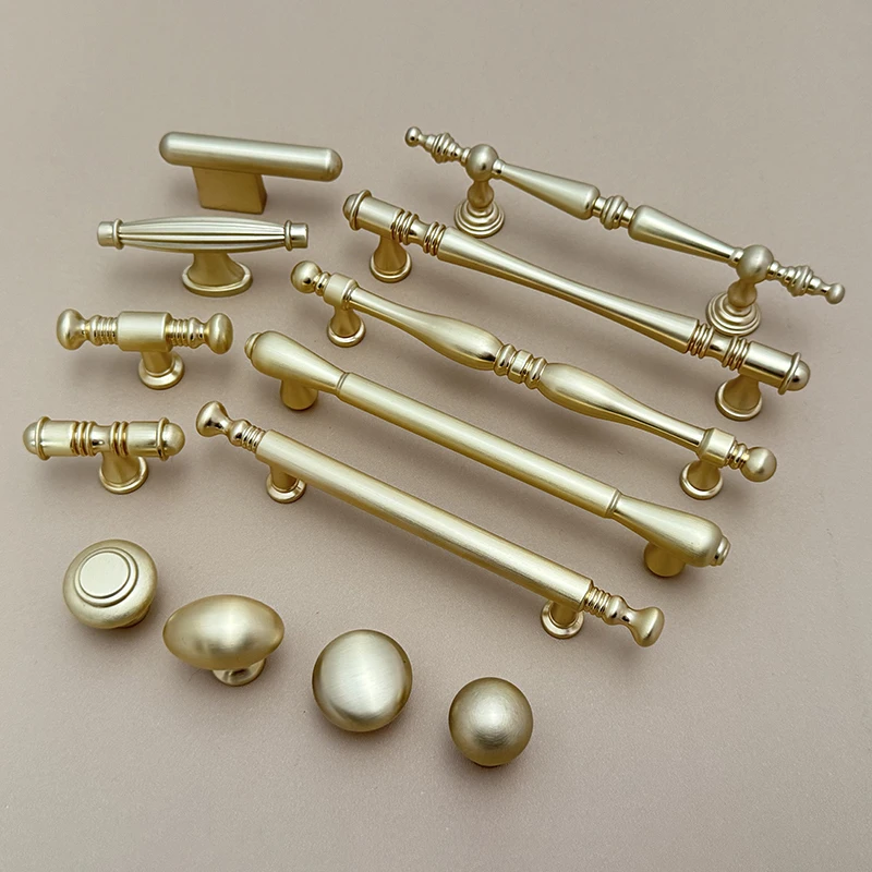 Brass Color French Vintage Style Furniture Handle Wardrobe Cabinet Pulls Dresser Drawer European Hardware