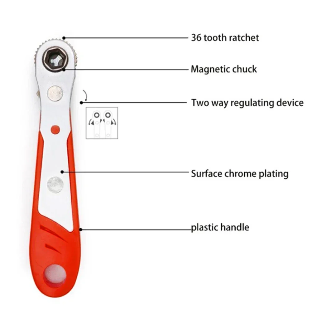 Cabinet Ratchet Wrench Screwdriver Set Small Socket Torx Two-way 1/4 Inch 6.35mm Adjustment Batch Head Comfortable