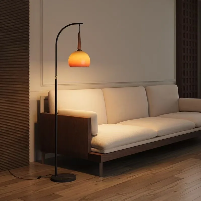 Modern LED Floor Lamp Premium-Style Fishing Lamp for the Living Room Bedside Sunset-Effect Standing Lamp for Bedroom