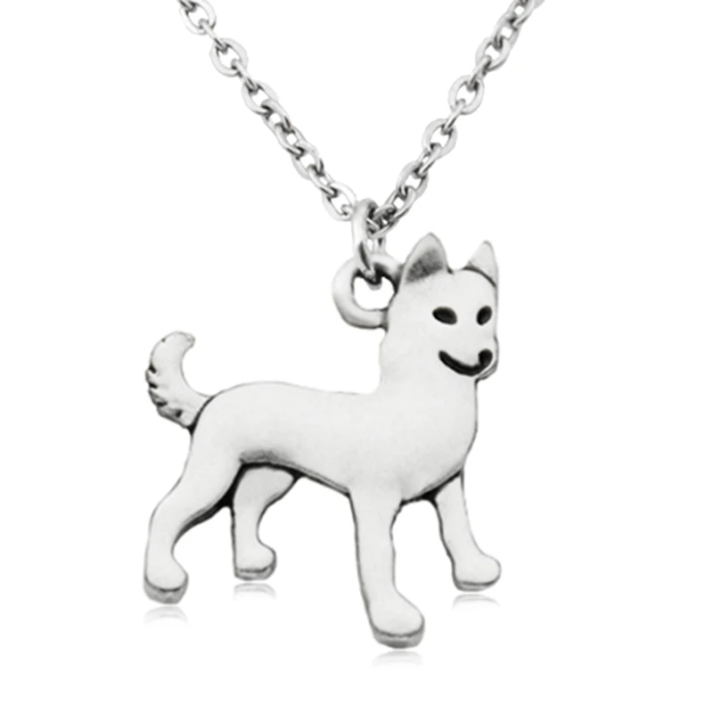 Lovely Siberian Husky & Alaskan Malamute & Akita Dog Pendant Necklace Boho Long Collar Necklaces For Women Stainless Steel Chain