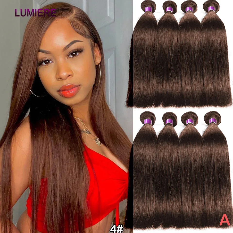

Chocolate Brown Bone Straight Raw Human Hair Extensions 100% Virgin Deep Wave Wet And Wavy Hair Bundles 3/4 Pcs Hair Extensions