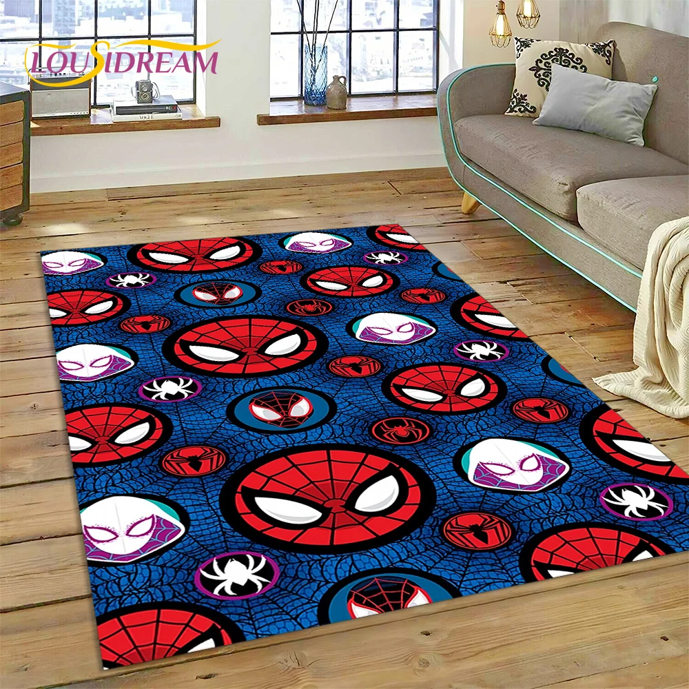 Smile Hero-Tapis de dessin animé Marvel Avengers, Spider Man, Lea pour chambre à coucher, salon, décoration de canapé à la maison, grand décor pour