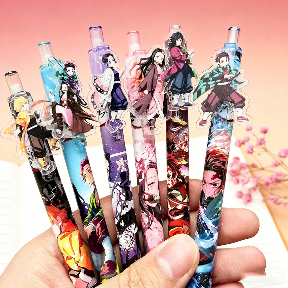 6 stylos gel Anime Slayer par boîte – Nouveauté tendance pour étudiants, papeterie à thème, fournitures scolaires, cadeau saisonnier