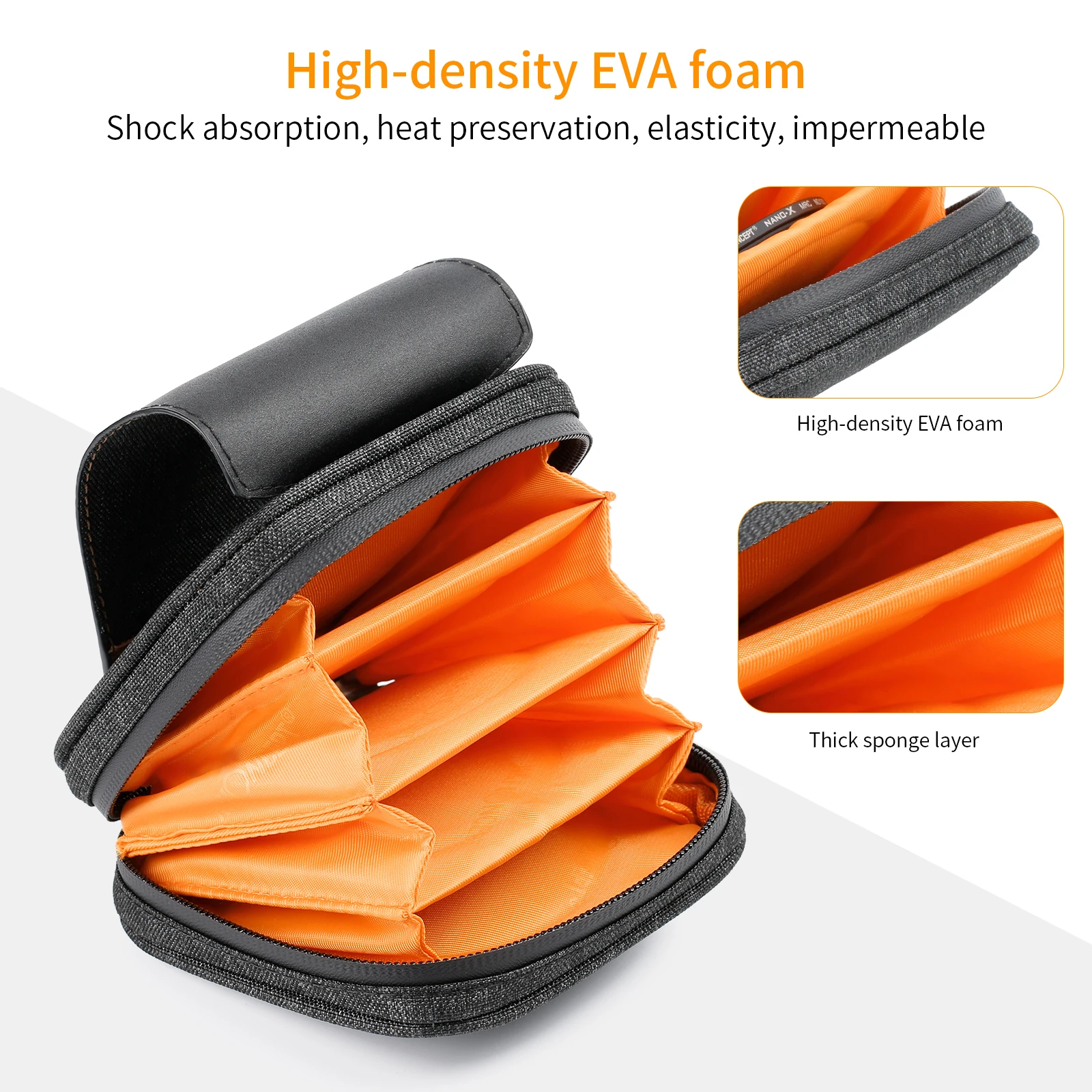 K&F Concept 4 Slots Lens Filter Case Bag with Inner Pocket for 37mm-95mm ND UV CPL Filters Storage Carrying Filters Camera Pouch