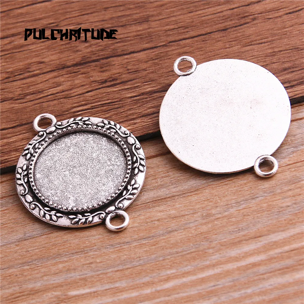 6pcs/lot Metal Trendy Cameo Diplopore Round Cabochon Pendant Setting Blank Pendants for Jewelry Making T6426