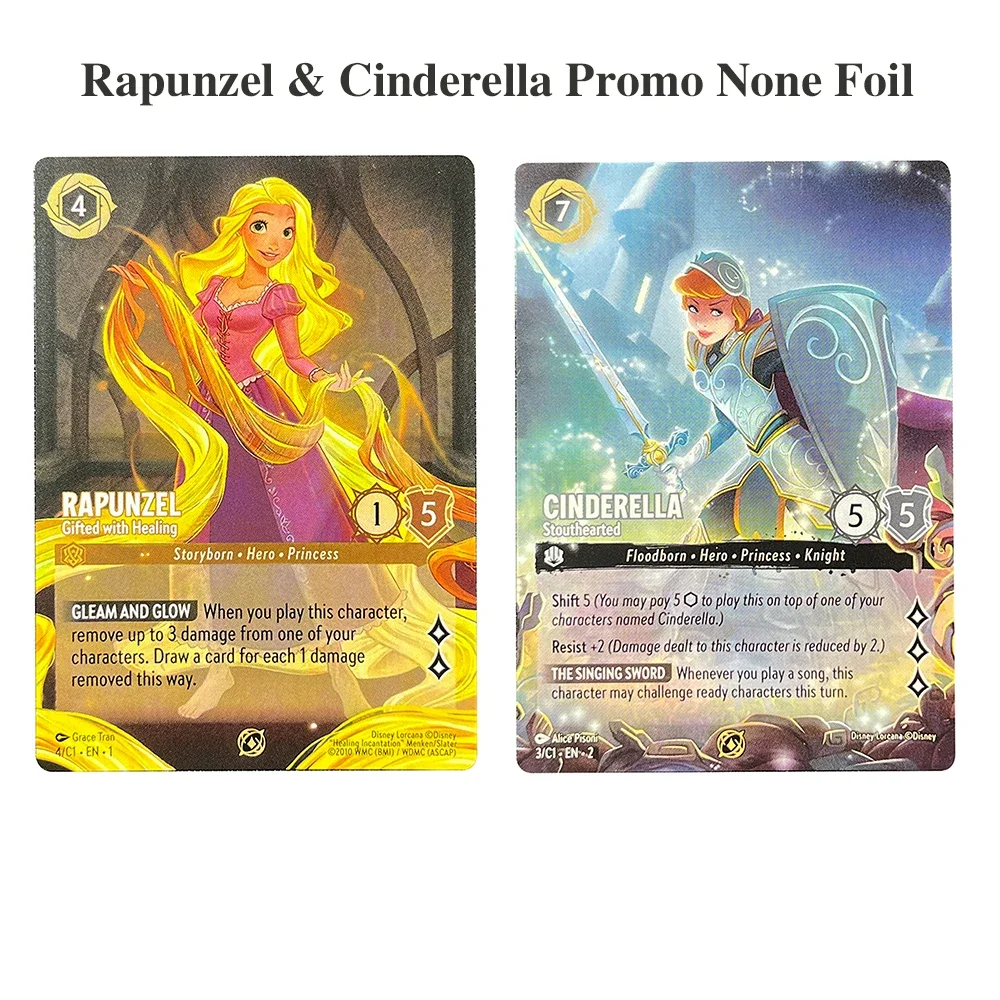 Disney Lorcana Promo Cards Proxy Card Rapunzel Cinderella Black Core Top Quality Custom Playing Card Board Game Trading Card