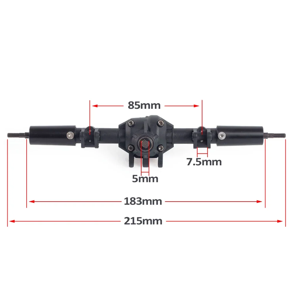 Plastic Straight Front Rear Axle Set with Metal Forward Reverse Bevel Gear for 1/10 RC Crawler Axial SCX10 II 90046 47 RGT 86100