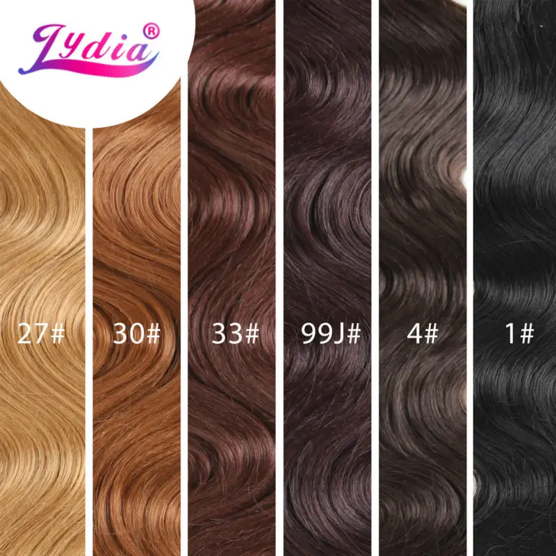 Lydia-extensions capillaires synthétiques pour femmes, extensions capillaires, corps Yaki de 16 à 26 pouces, 27 #3 pièces par lot