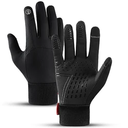 Autumn Winter Outdoor Cycling Gloves Gym Fitness Sports Running Warm Touch Screen Nonslip Gloves Motorcycle Gloves Men Black