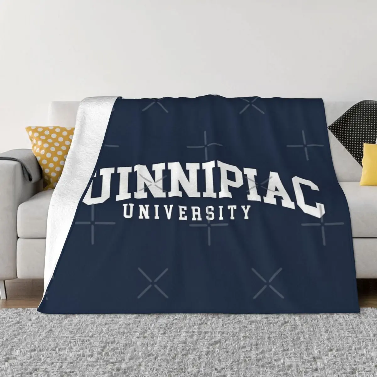 Quinnipac - College Font Curved Home Blanket Throw Blanket Custom Blanket Personalized Throw Blanket