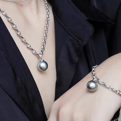 MeiBaPJ 100% Real 925 Sterling Silver Black Natural Rice Pearl Chain Jewelry Set Bracelet Necklace Fine Wedding for Women