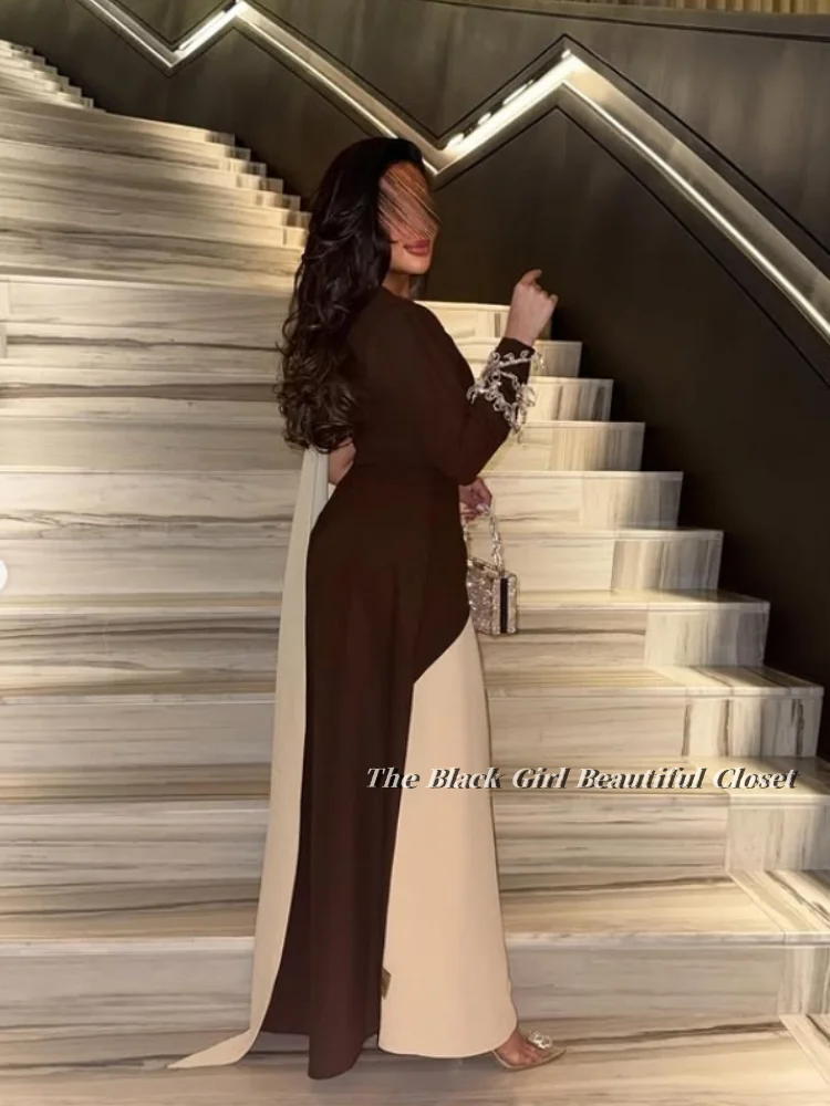 Customized Color Clash Elegant Evening Gowns One Shoulder V-Neck Waisted Fishtail Irregular Hem Women's Prom Dresses Formal