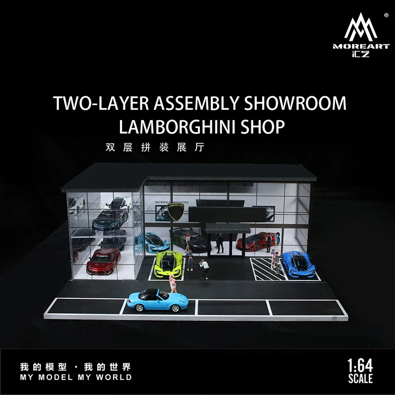 

1/64 Diorama Car Showroom Model Die-cast Car Background Display City Car Parking Lot Building Scene Model