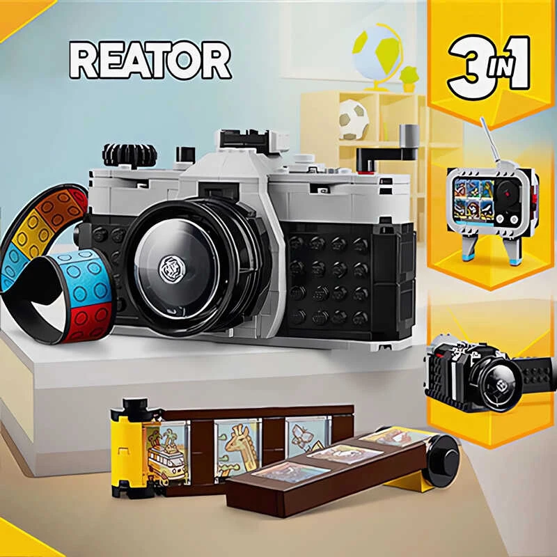 Retro Camera Creative Variety Series three-in-one Camera Creative Building Blocks Model Toy Children\'s puzzle Toy for kids Gifts