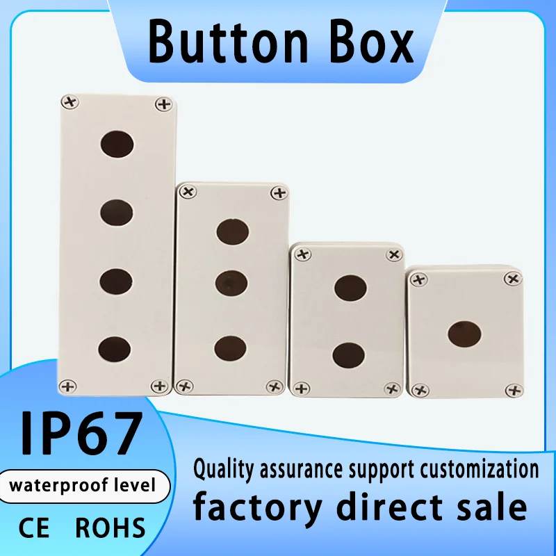 

Waterproof button box switch control box 12345 hole industrial switch indicator box Emergency Stop Push Button Switch Box 22mm