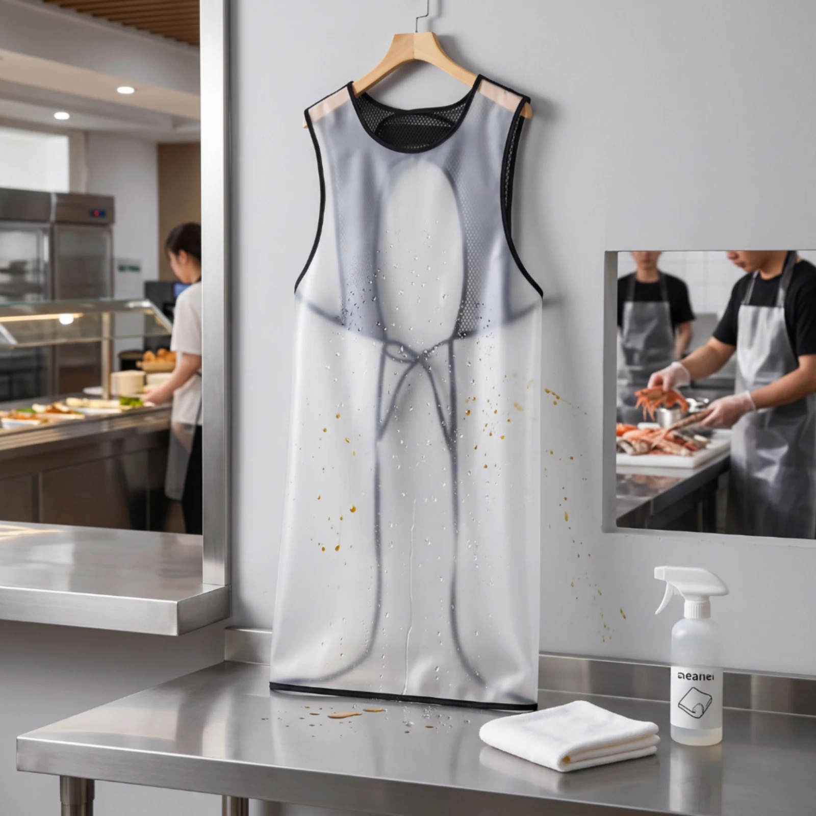 TPU Apron Long Waterproof Apron Long-Lasting Stain-Resistant for Dishwashers, Kitchen, Food Service