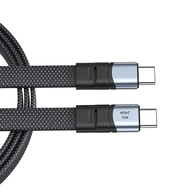 وكابل البيانات PD240W 40Gbps/8K60hz سلك نايلون مسطح للفيديو للمنزل والسفر