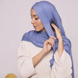 Muslim Cross Jersey Instant Hijab Tie-back Instant Shawl Scarf Headband Women Custom Solid Color Headwrap