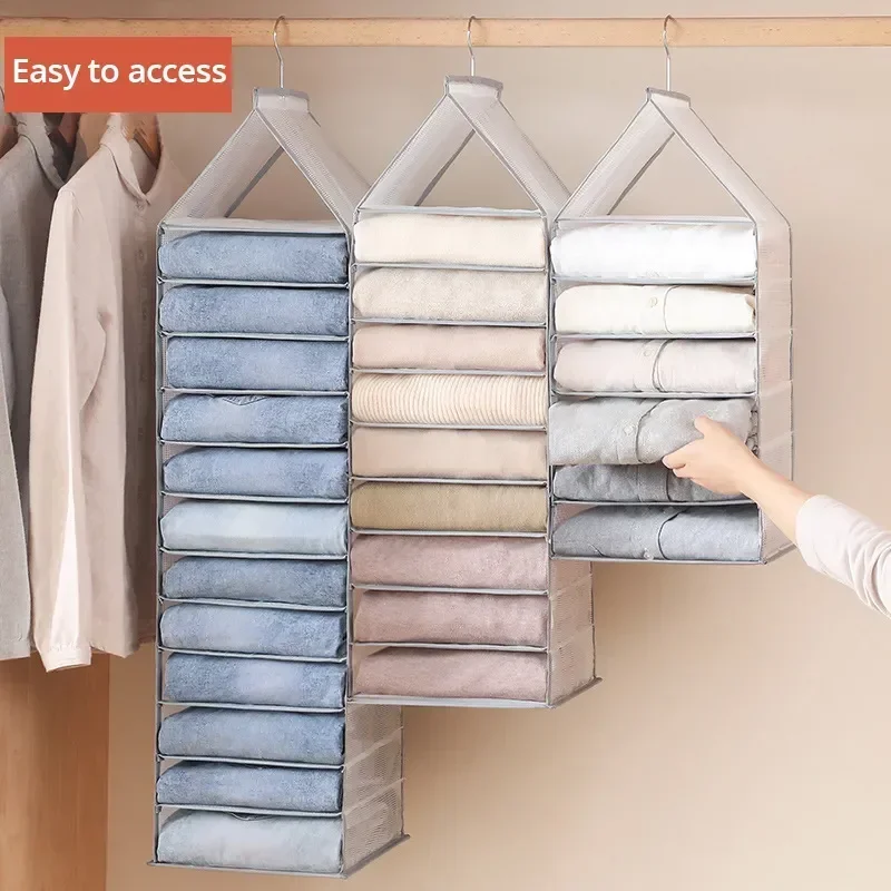 Storage hanging bag wardrobe layer hanging clothing separation arrangement artifact household fabric storage rack