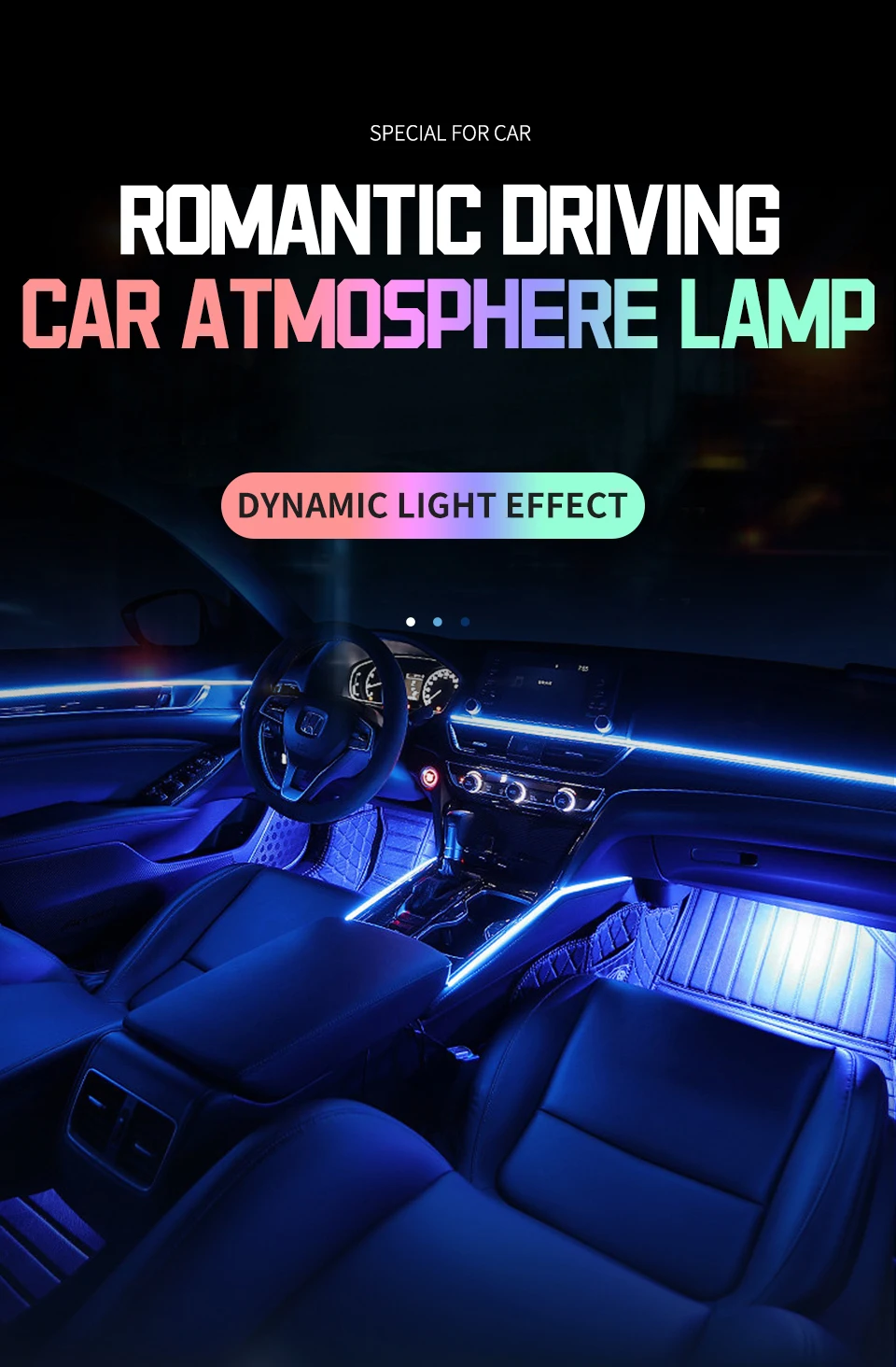 6/10/14/18 in 1 LED-Auto-Umgebungslichter RGB 213 64 Farben Acrylstreifen Symphony Streamer Interior Rainbow Atmosphere Lamp Kit – Detail 7