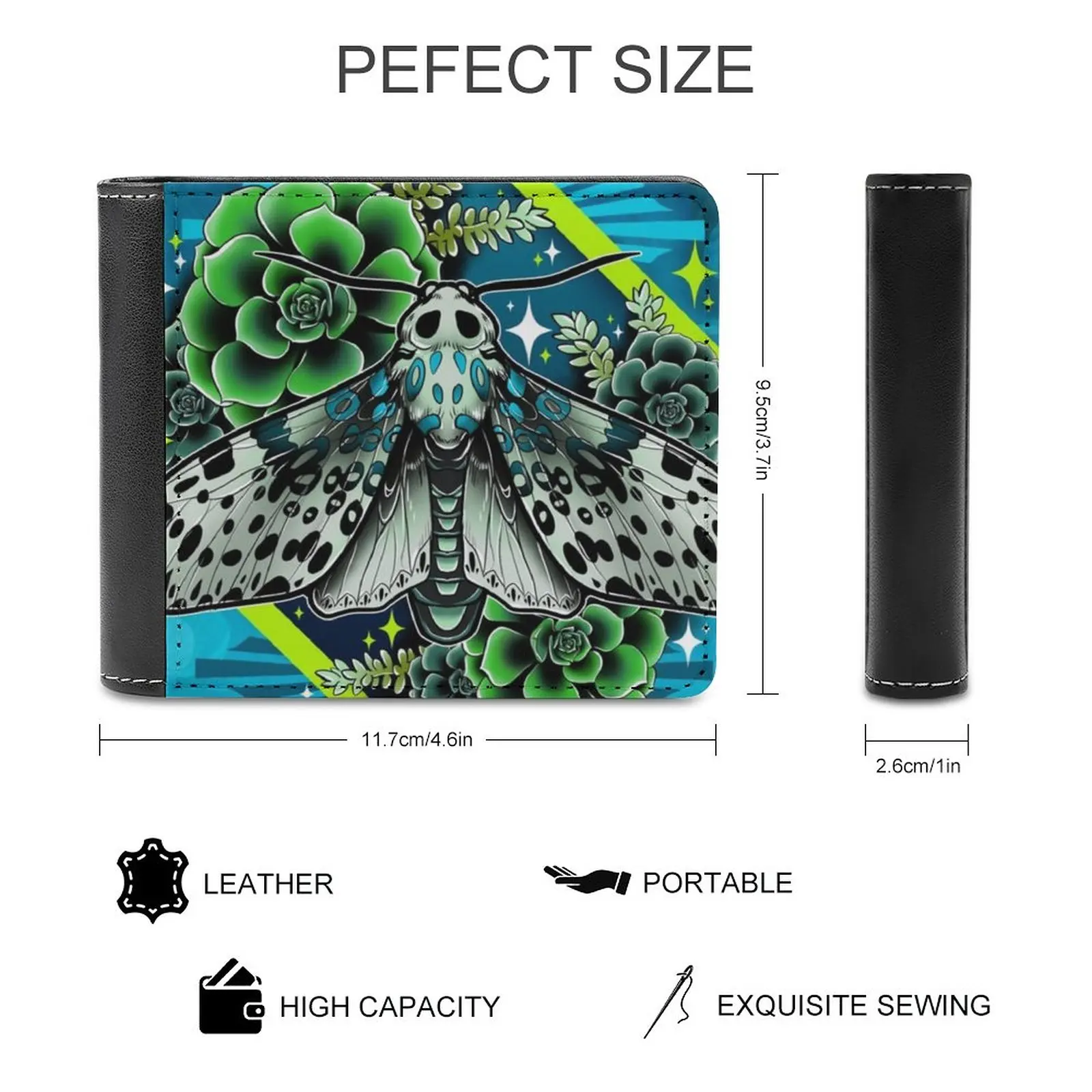 Leopard Moth Men's Wallet Leisure Travel Lightweight Portable Wallets Short Style Male Purse Rekikomsos Digital Drawing Vector