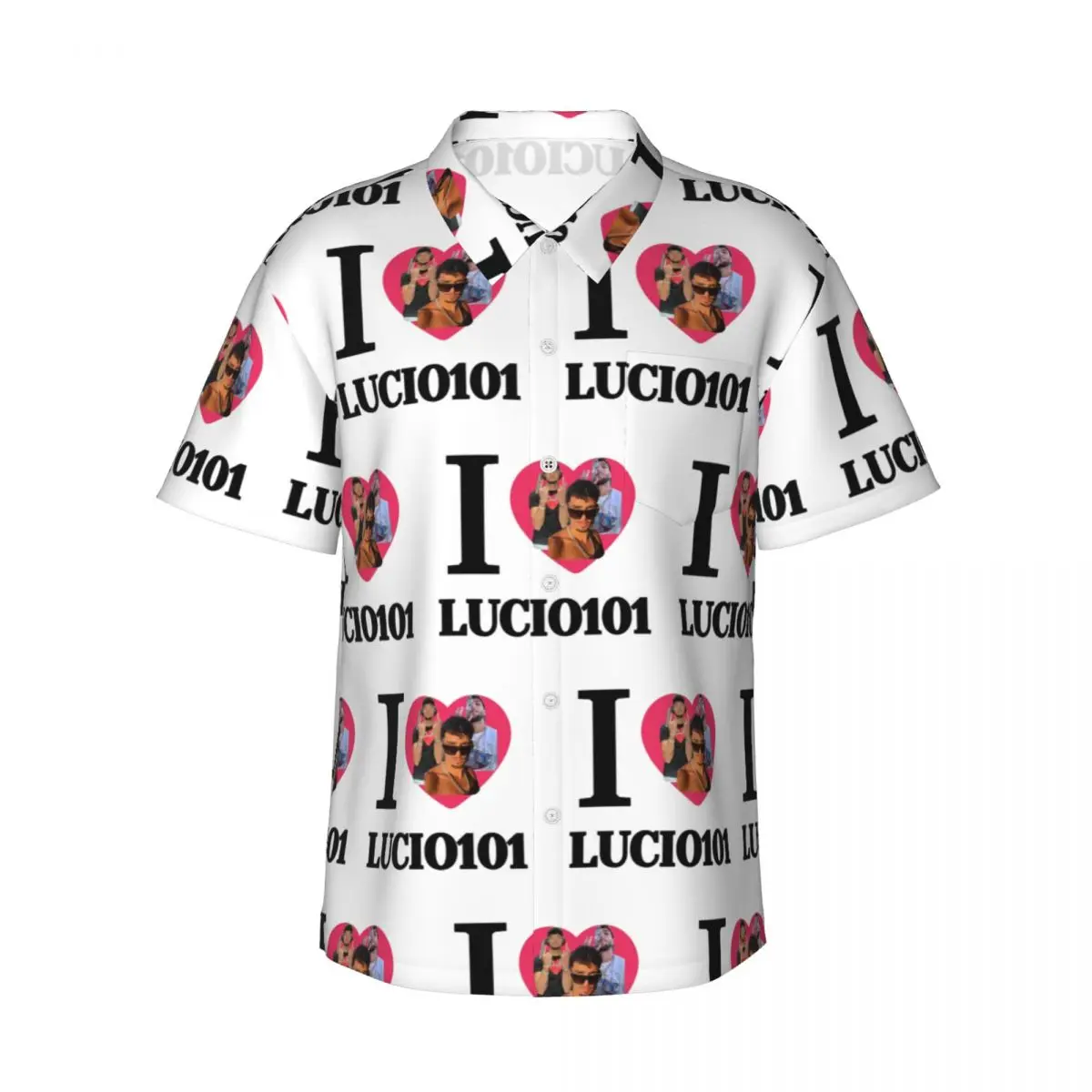 

I Love Lucio101 Мужские рубашки Гавайская рубашка с коротким рукавом Повседневные топы на пуговицах для летнего пляжа