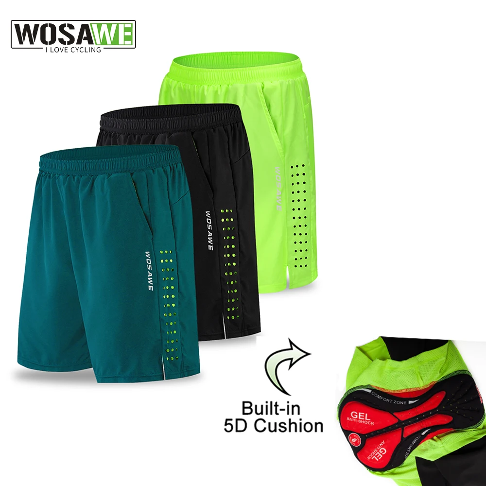 WOSAWE MTB Shorts Quick Dry Breathable Loose Shorts Mountain Bike Men\'s Shorts 5D Gel Pad Outdoor Running Riding Cycling Pants