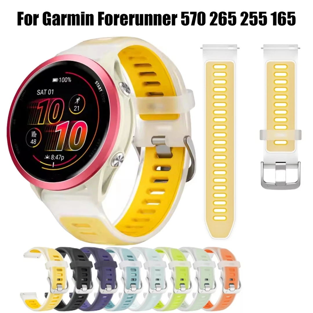 Прозрачный силиконовый ремешок 22 мм, 20 мм, 18 мм для Garmin Forerunner 570, 265, 255, 165, 265S, Vivoactive 6, 5, 4, 4S/Venu 3S, 3, 2 Plus
