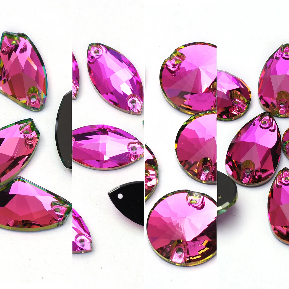 

PUBRILEX Vitrail Rose, пришитые стразы, разнообразные хрустальные камни с отверстиями для одежды, платья, рукоделия, аксессуары «сделай сам»