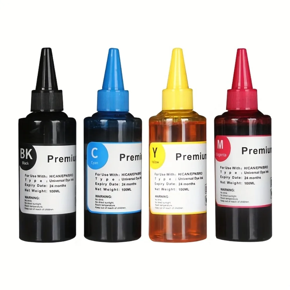 100ml Printers Refill Ink Bottle High Definition Dye Ink Universal Epson HP Canon Brother Inkjet Smooth Printing Office Supplies
