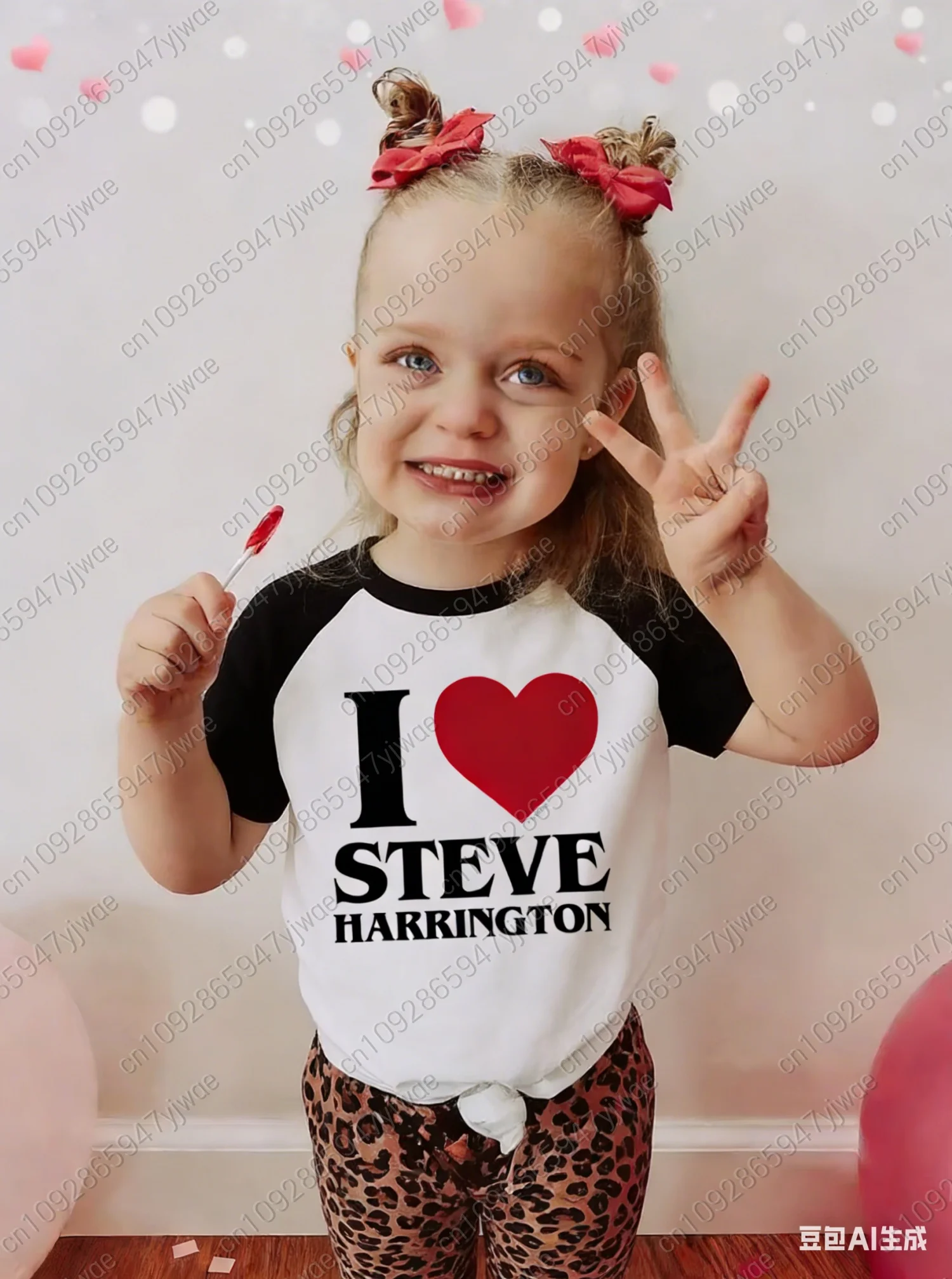 أنا أحب ستيف هارينجتون المرأة الطفل الجرافيك تي شيرت عالية الجودة الأطفال قصيرة الأكمام س الرقبة الشارع الشهير أفضل الرجال والنساء تيز