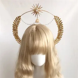 2022 Gorgeous Vintage Mary Baroque Tiara Headwear Gothic Lolita Black Rose Devil Feather Wings Goddess Sun Halo Crown Headband