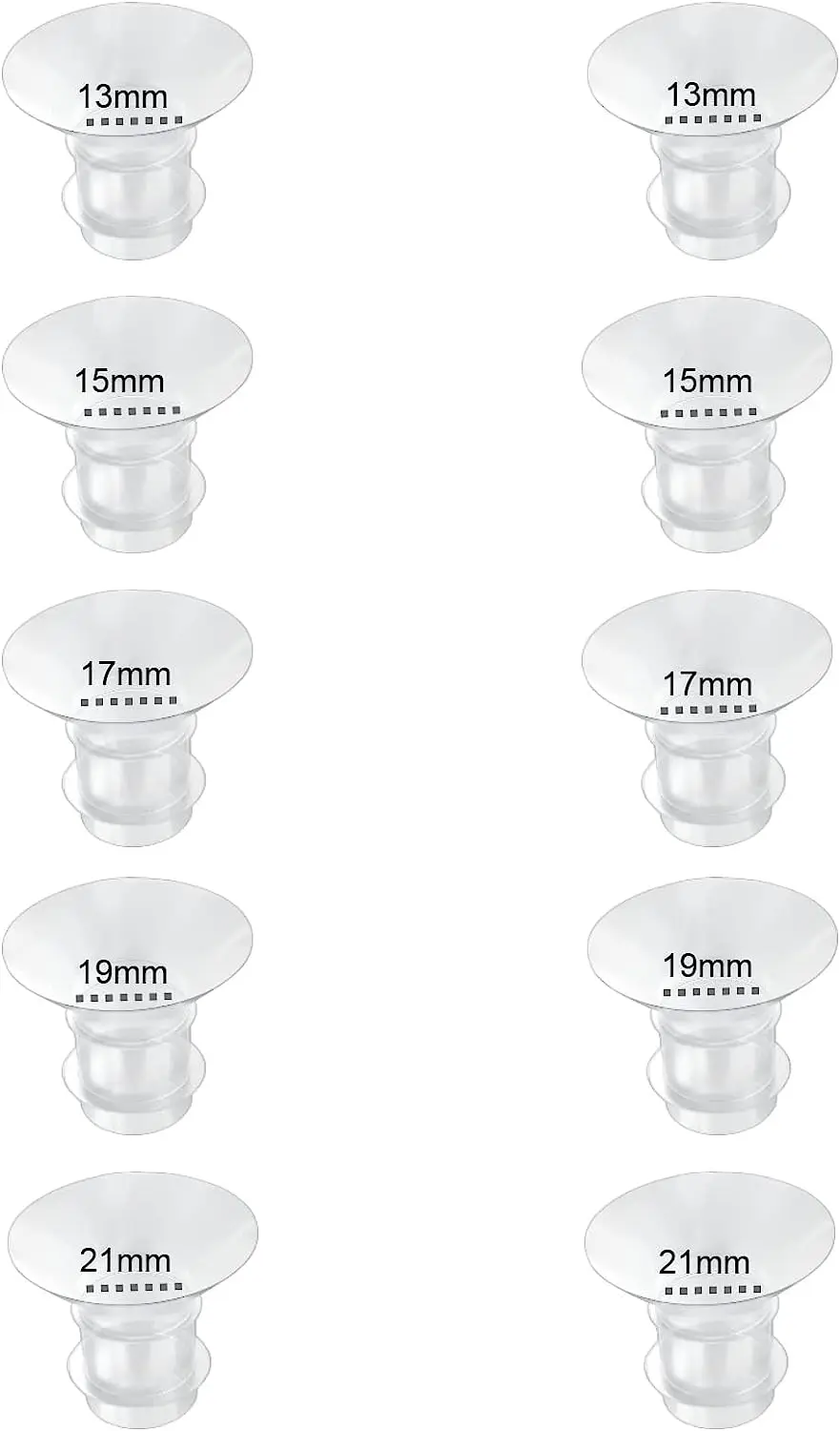 Inserções e Flanges de Flange, Compatível com Medela, Momcozy, Spectra, YOUHA, XIMYRA, S12, 13, 15, 17, 19, 21mm, 24mm, 10 peças