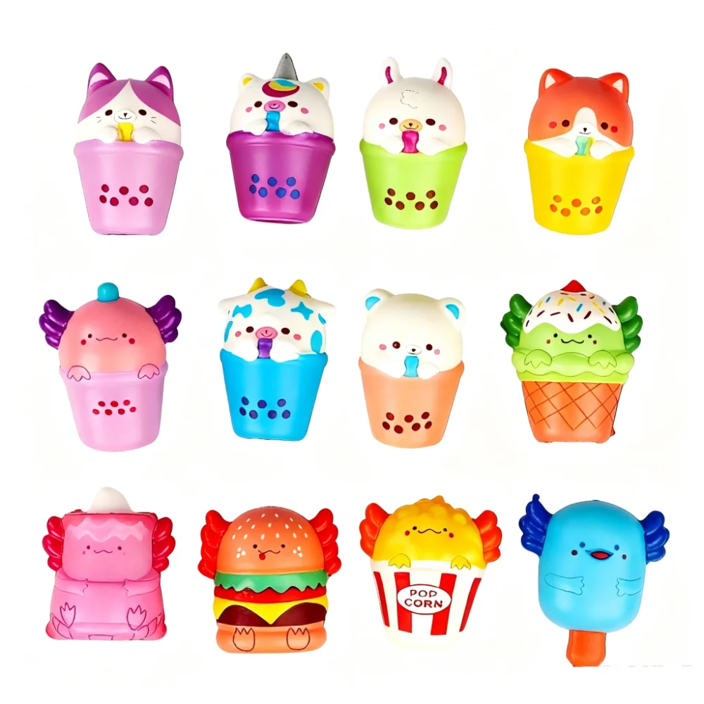 12pcs/set Slow Rebound Penguin Squeeze Toys Kawaii Cute Slow Rising Donut Fidgets Toys Elephant Cartoon Animal