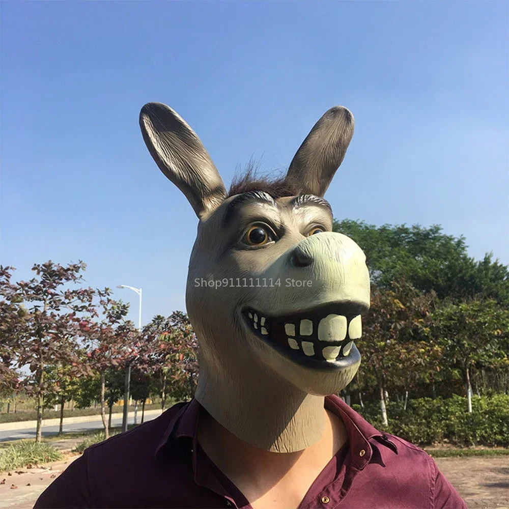 Halloween Creepy Funny Latex Donkey Horse Head Adult Animal Mask Cosplay Zoo Props Party Festival Costumes Mask Christmas Props 4