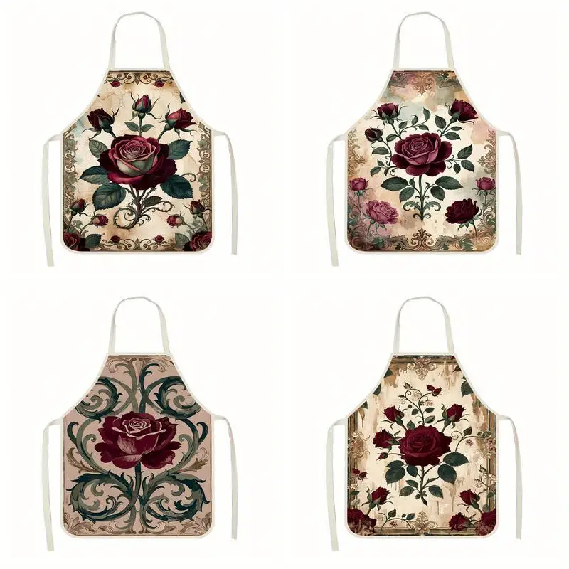

Vintage Rose Aprons Linen apron, suitable for kitchen cooking, parent-child interaction, painting and other scenarios