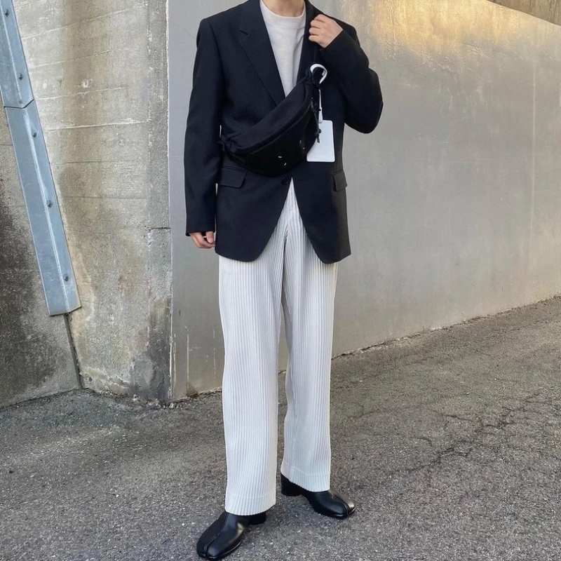 ISSEY 2026 New Arrival Japanese Miyake Pleated Pants Draped Straight-Leg Loose Wide-Leg Casual Trousers Men's Fashion