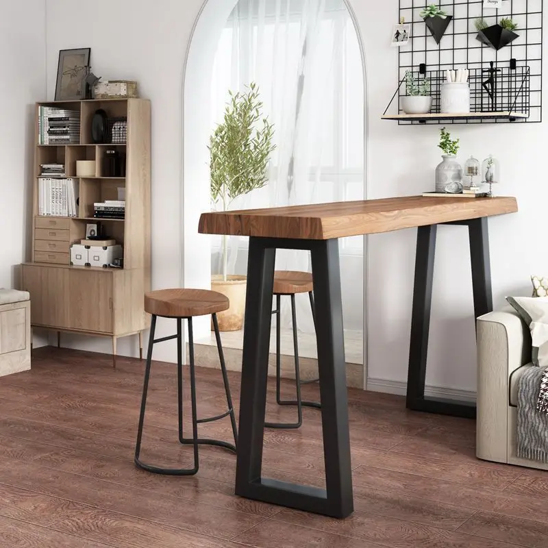 Solid wood bar  Household balcony Wall long narrow  Commercial bar table High table Customized table and chair group