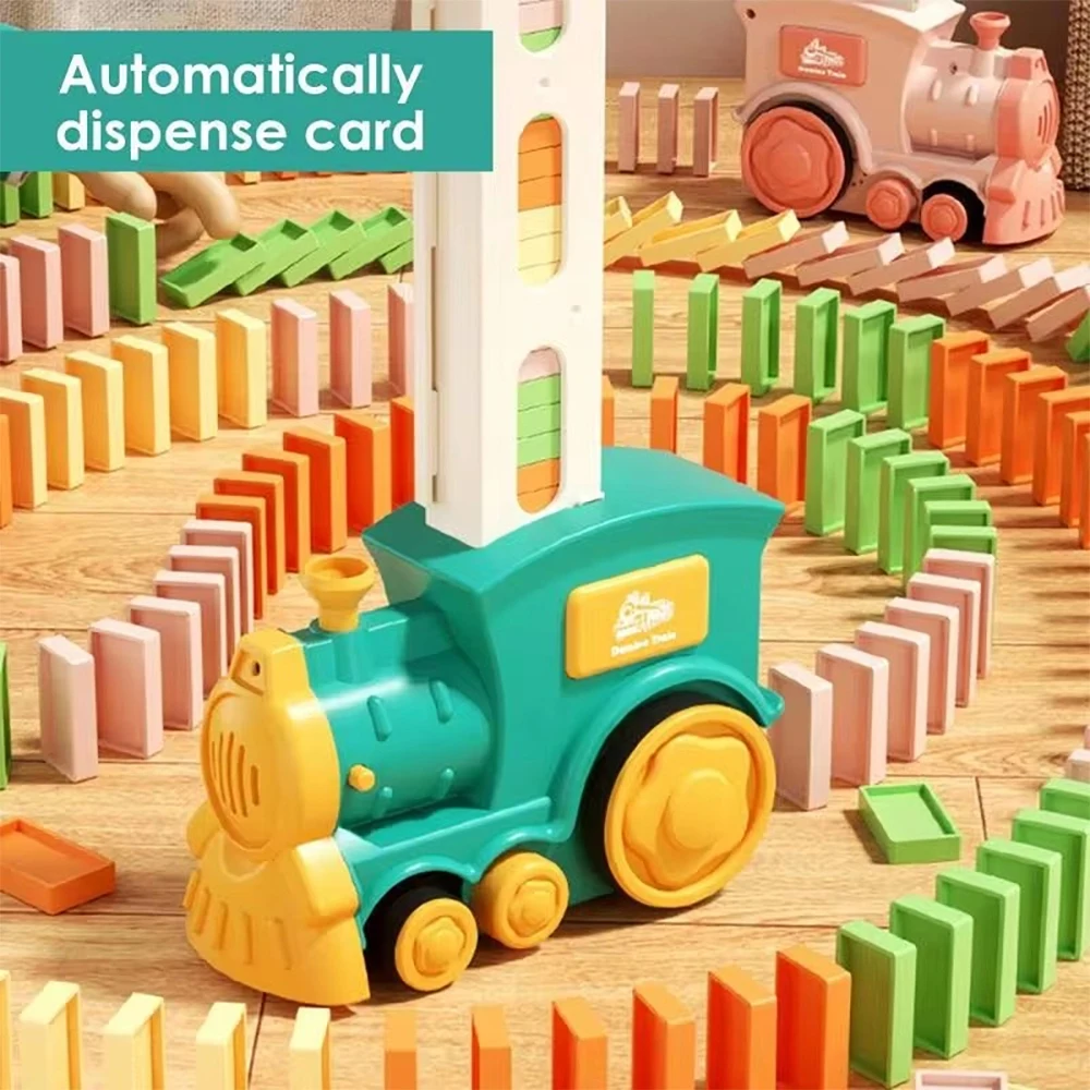 

Kids Electric Domino Train Car Set Automatic Laying Dominoes Blocks Game DIY Educational Toys For Children Birthday Xmas Gifts