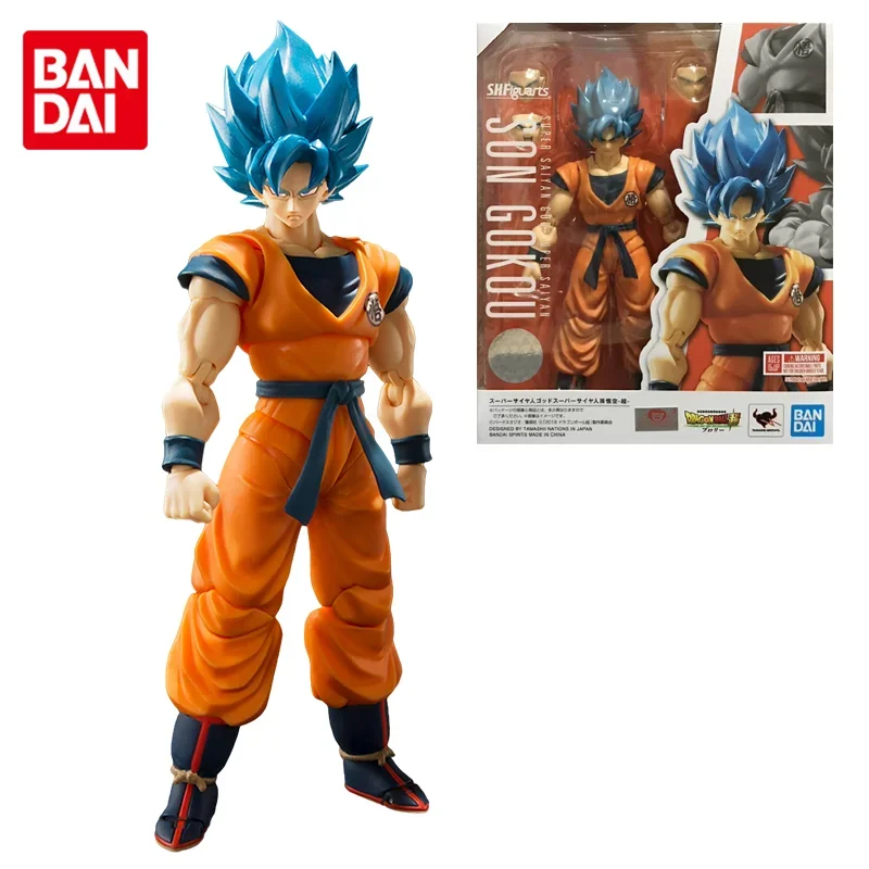 

Bandai Original SHF Dragon Ball Super Son Gokuu Blue Hair Anime Action Figure Toys For Boys Girls Kids Children Birthday Gifts