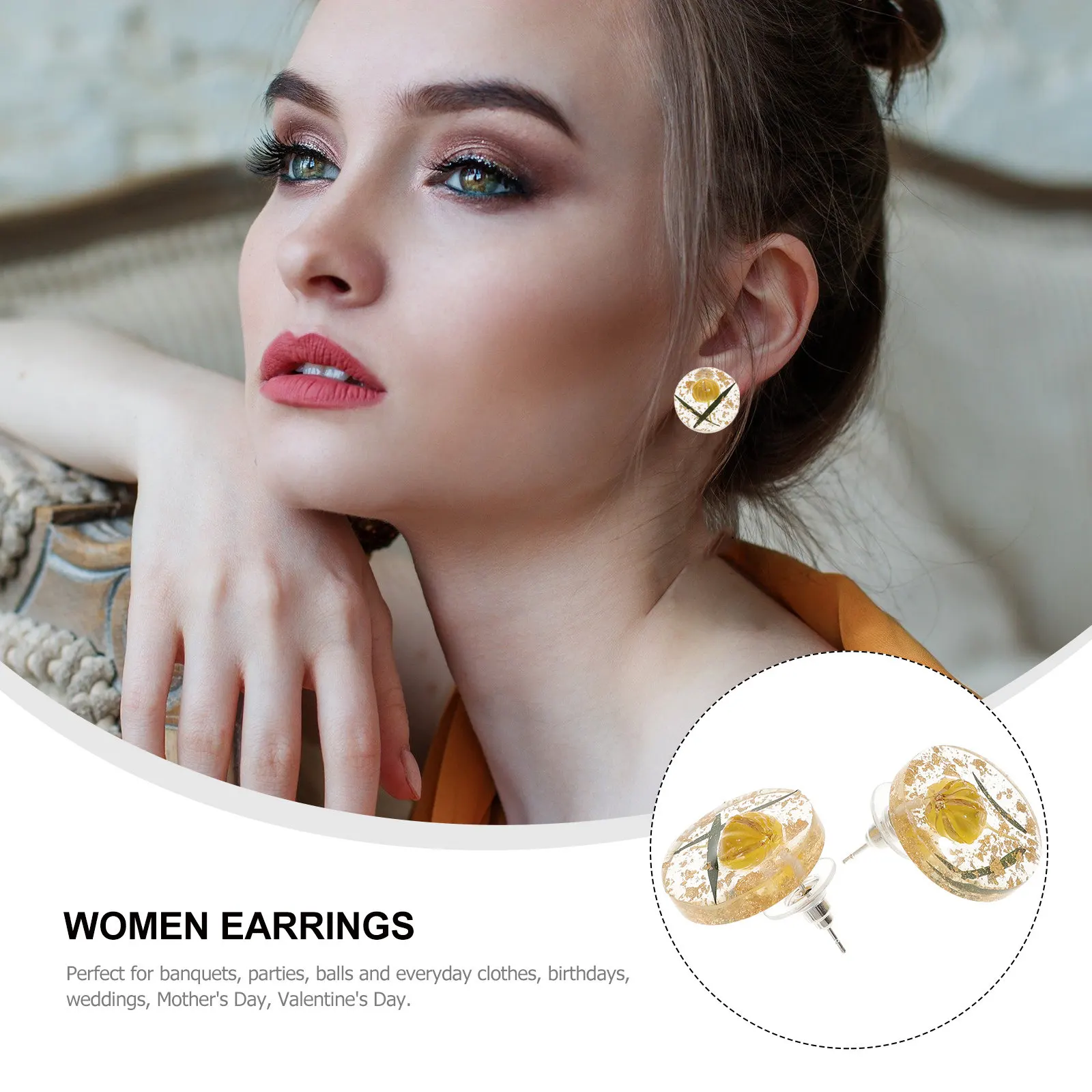 1Pair Spherical Earbobs Premium Material Sturdy Durable Lightweight Safe Good Workmanship Details Mother's Day Gift Idea