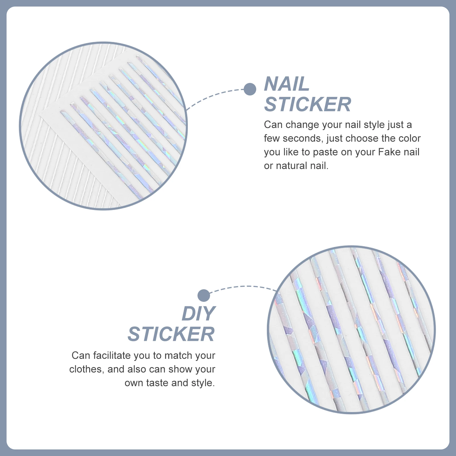 

8 R om Colors Geometric Line Nail Stickers Blue Black DIY Adhesive Decorations Fashion Manicure Accessories Nail Art