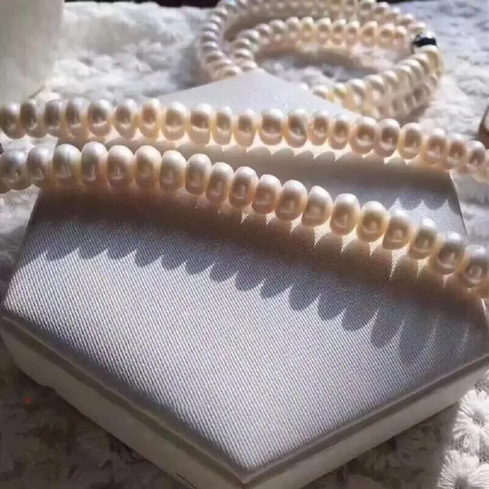 18 Inch GENUINE NATURAL AAA+ 9-10MM WHITE AKOYA PEARL NECKLACE FASHION 925S Freeshippings Items