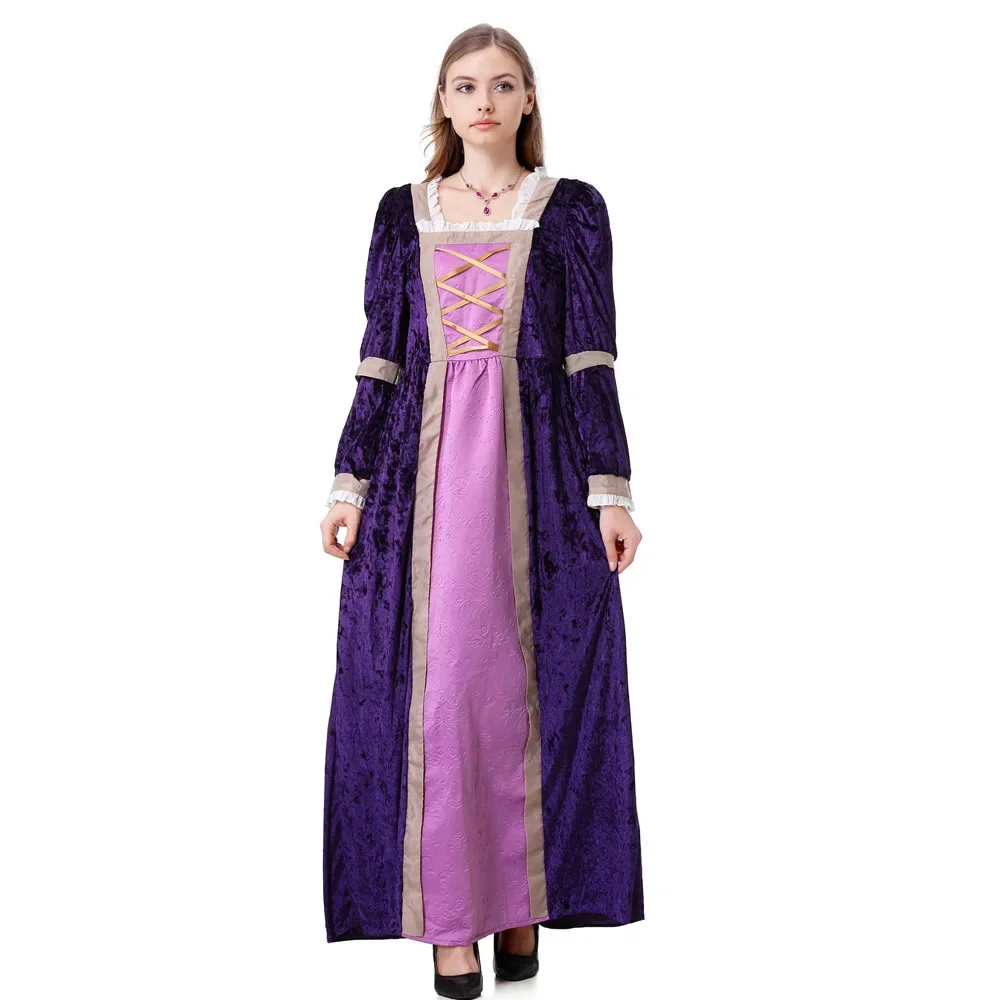 

Womens Renaissance Medieval Costume Dress Lace up Irish Long Dresses Queen Cosplay Retro Gown Halloween Palace Party Dress