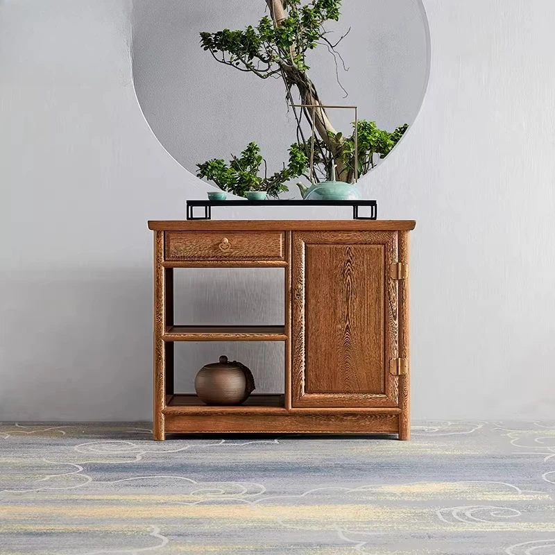Furniture chicken wing wood dining side cabinet rack Chinese antique all solid wood tea cabinet simple cupboard locker