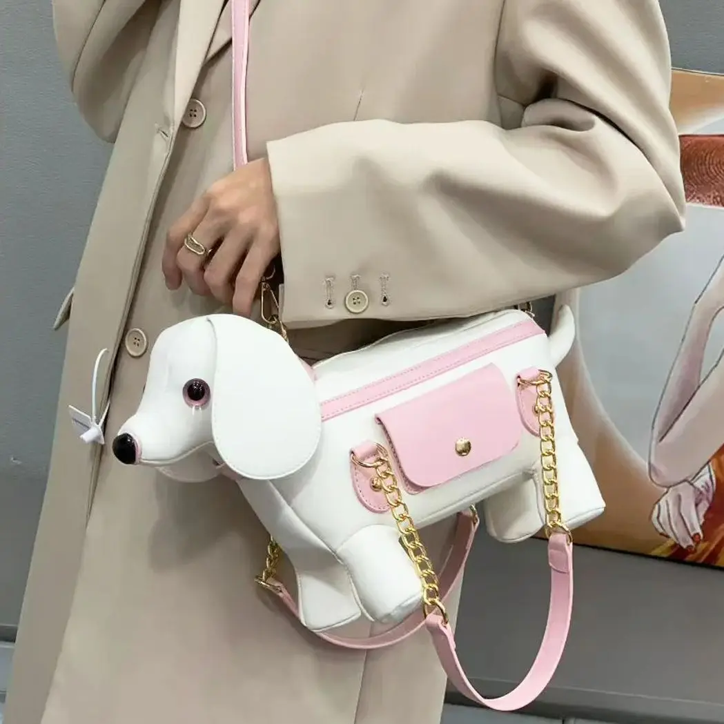 2026 Creative Personalized Puppy Bag Unique Cute Dog Shaped Handbag for Girl Luxury Soft Pu Leather Novelty Crossbody Bag