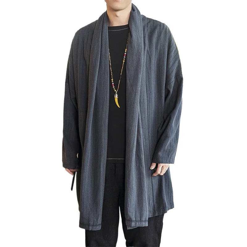 

Autumn New Chinese Style Retro Trend Hanfu Cardigan Men's Trench Coat